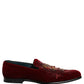 Dolce & Gabbana Maroon Sequin Gemstone Dress Loafers Shoes