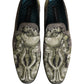 Dolce & Gabbana Brown Baroque Print Slip On Loafers Shoes