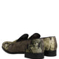 Dolce & Gabbana Brown Baroque Print Slip On Loafers Shoes
