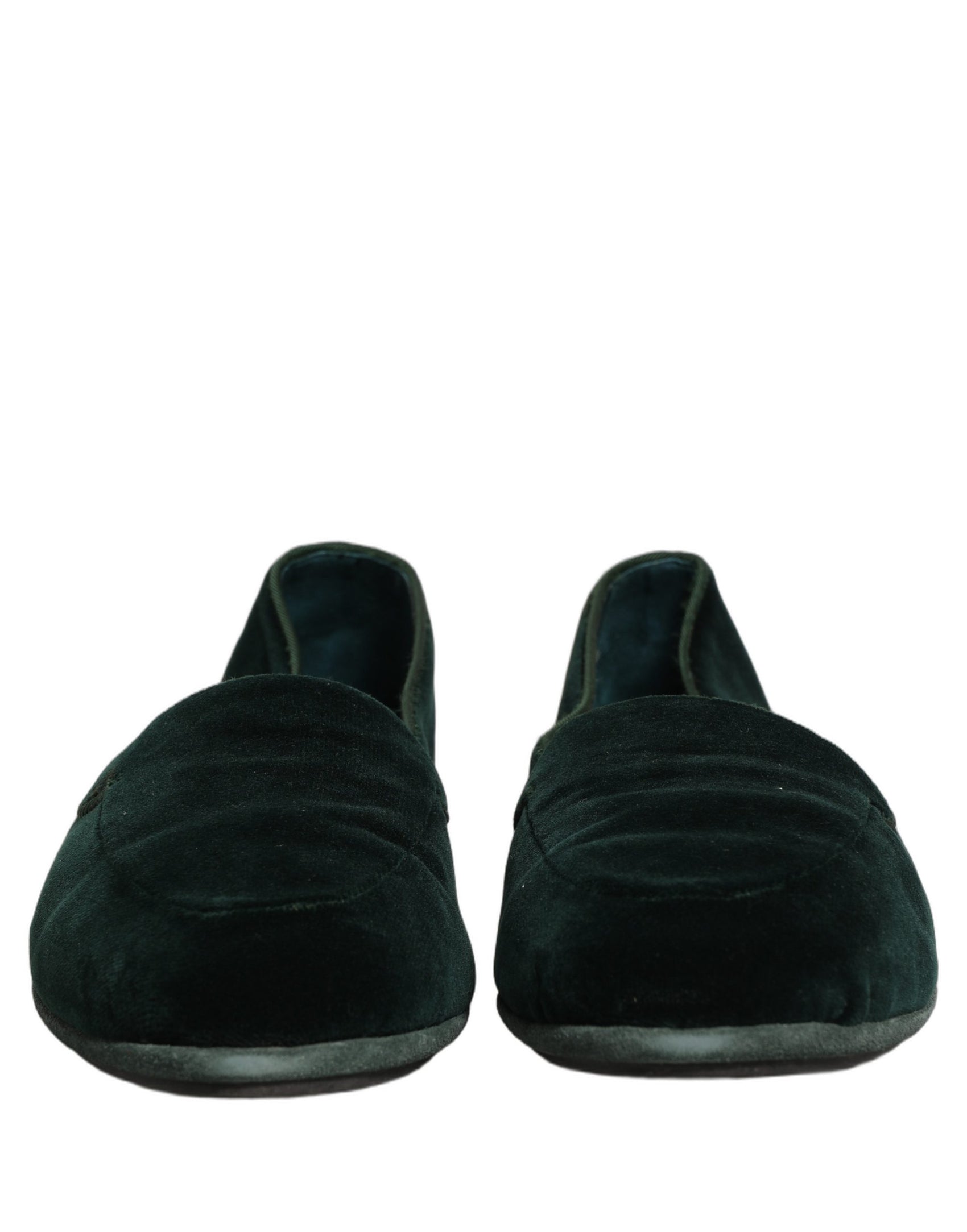 Dolce & Gabbana Green Velvet Slip On Men Flats Loafers Shoes