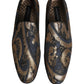 Dolce & Gabbana Blue Brocade Slip On Men Dress Loafers Shoes