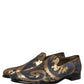 Dolce & Gabbana Blue Brocade Slip On Men Dress Loafers Shoes