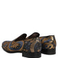 Dolce & Gabbana Blue Brocade Slip On Men Dress Loafers Shoes
