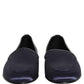 Dolce & Gabbana Blue Satin Logo Slip On Flats Loafers Shoes