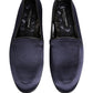 Dolce & Gabbana Blue Satin Logo Slip On Flats Loafers Shoes