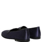 Dolce & Gabbana Blue Satin Logo Slip On Flats Loafers Shoes