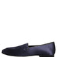 Dolce & Gabbana Blue Satin Logo Slip On Flats Loafers Shoes