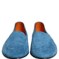 Dolce & Gabbana Blue Velvet Slip On Men Flats Loafers Shoes