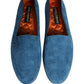 Dolce & Gabbana Blue Velvet Slip On Men Flats Loafers Shoes