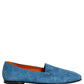 Dolce & Gabbana Blue Velvet Slip On Men Flats Loafers Shoes