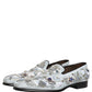 Dolce & Gabbana White Floral Embellished Men Loafers  Shoes