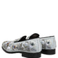Dolce & Gabbana White Floral Embellished Men Loafers  Shoes