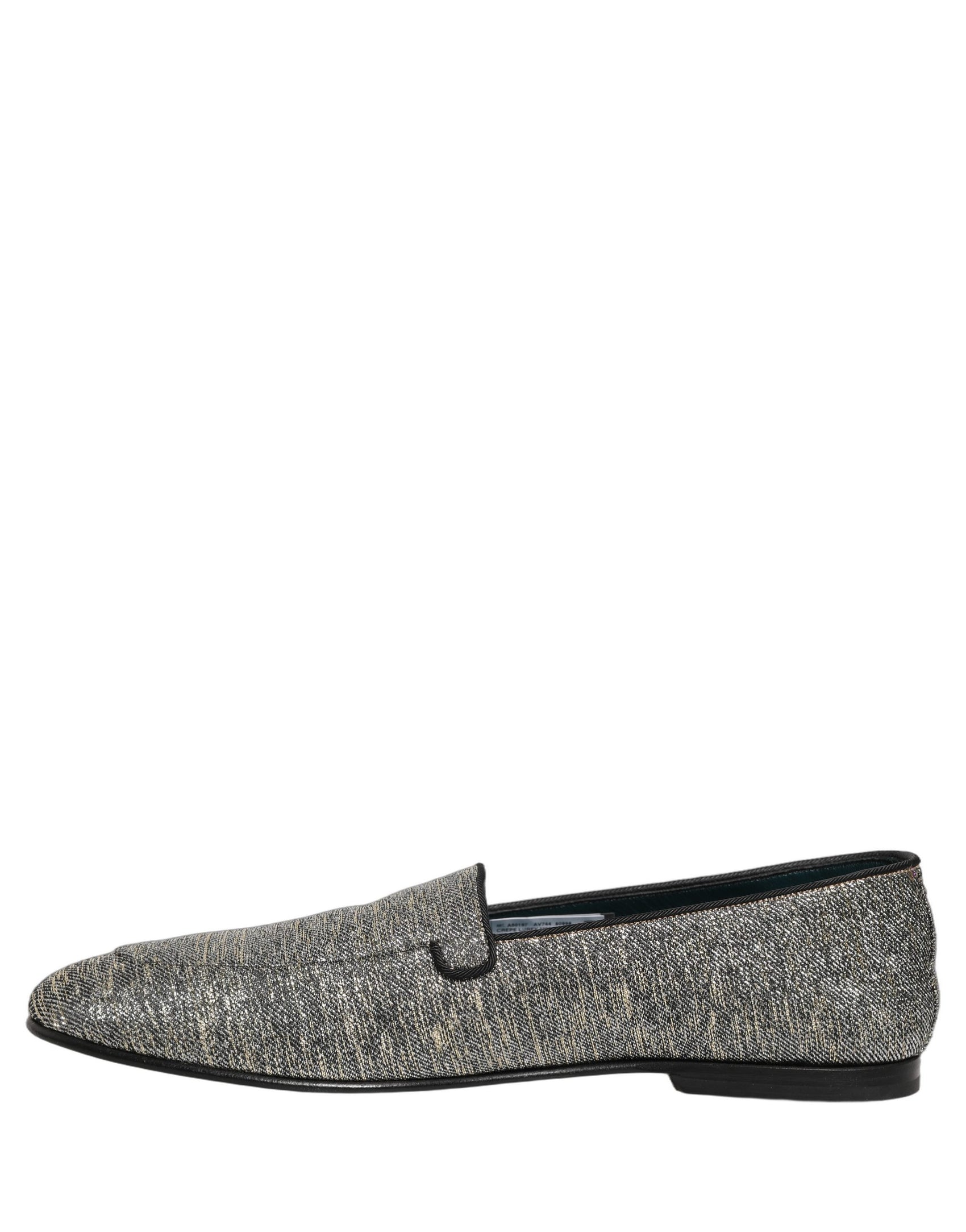Dolce & Gabbana Gray Lurex Glitter Men Dress Loafers Shoes