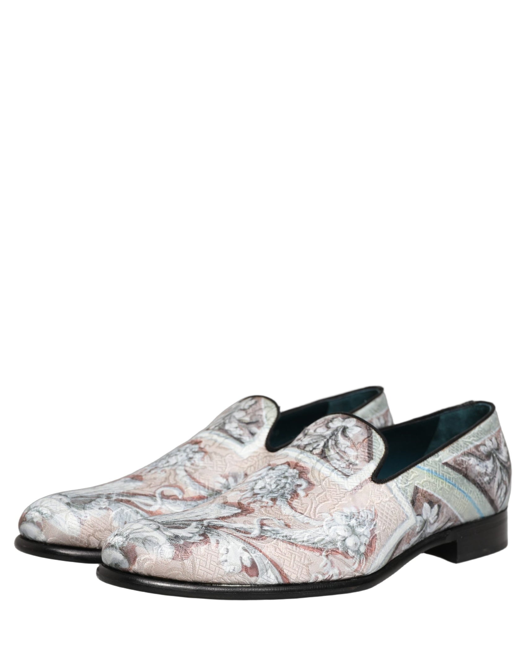 Dolce & Gabbana Multicolor Velvet Baroque Dress Loafers Shoes
