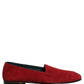Dolce & Gabbana Red Suede Logo Slip On Flats Loafers Shoes