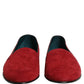 Dolce & Gabbana Red Suede Logo Slip On Flats Loafers Shoes