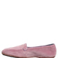 Dolce & Gabbana Pink Velvet Slip On Men Flats Loafers Shoes