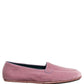 Dolce & Gabbana Pink Velvet Slip On Men Flats Loafers Shoes