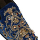 Dolce & Gabbana Blue Velvet Embellished Dress Loafers Shoes