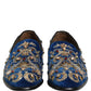Dolce & Gabbana Blue Velvet Embellished Dress Loafers Shoes