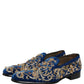 Dolce & Gabbana Blue Velvet Embellished Dress Loafers Shoes