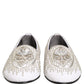 Dolce & Gabbana White Satin Embellished Dress Loafers Shoes