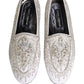 Dolce & Gabbana White Satin Embellished Dress Loafers Shoes