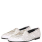 Dolce & Gabbana White Satin Embellished Dress Loafers Shoes