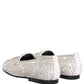 Dolce & Gabbana White Satin Embellished Dress Loafers Shoes