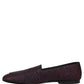 Dolce & Gabbana Maroon Glitter Lurex Logo Dress Loafers Shoes