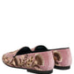 Dolce & Gabbana Pink Velvet Floral Embroidery Loafers Shoes