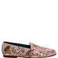 Dolce & Gabbana Pink Velvet Floral Embroidery Loafers Shoes