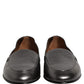 Dolce & Gabbana Silver Leather DG Logo Slip On Loafers Shoes