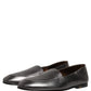 Dolce & Gabbana Silver Leather DG Logo Slip On Loafers Shoes