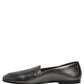 Dolce & Gabbana Silver Leather DG Logo Slip On Loafers Shoes