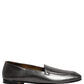 Dolce & Gabbana Silver Leather DG Logo Slip On Loafers Shoes