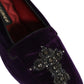 Dolce & Gabbana Violet Suede Embellished Dress Loafers Shoes