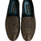 Dolce & Gabbana Gold Lurex Glitter Men Slip On Loafers Shoes