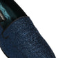 Dolce & Gabbana Blue Glitter Lurex DG Logo Dress Loafers Shoes