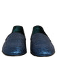 Dolce & Gabbana Blue Glitter Lurex DG Logo Dress Loafers Shoes