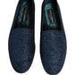 Dolce & Gabbana Blue Glitter Lurex DG Logo Dress Loafers Shoes