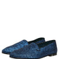 Dolce & Gabbana Blue Glitter Lurex DG Logo Dress Loafers Shoes
