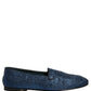Dolce & Gabbana Blue Glitter Lurex DG Logo Dress Loafers Shoes