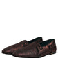 Dolce & Gabbana Maroon Jacquard Leather Slip On Loafers Shoes