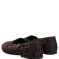Dolce & Gabbana Maroon Jacquard Leather Slip On Loafers Shoes
