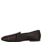 Dolce & Gabbana Maroon Jacquard Leather Slip On Loafers Shoes