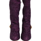 Dolce & Gabbana Purple Crystal Lurex Fantasy High Boots Shoes
