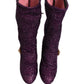 Dolce & Gabbana Purple Crystal Lurex Fantasy High Boots Shoes