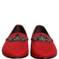 Dolce & Gabbana Red Crown Embellished Dress Loafers Shoes