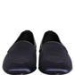 Dolce & Gabbana Navy Blue Satin DG Logo Dress Loafers Shoes